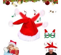 Gienslru Similarlyl Electric Christmas Hat, Singing and Dancing Electric Christmas Santa Hat, Funny Plush Swing Xmas Hats, Swing Musical Funny Toy Hats, for Kids Adults New Year Party Supplies (1pc)