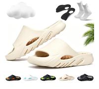 Gienslru Slides Non-Slip Thick Sole Cloud Slides for Men, Non-Slip Massage Slippers, Orthopedic Slippers for Women Men, Ultra-Soft, Arch Support, Slip-On Design, Built For All-Day Ease, Beige Brown