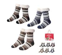Gienslru Snowflake Ultra-Thick Slipper Home Socks, Snowflake Ultra-Thick Cashmere Slipper Home Socks (E*3, Adulto, Mujer, Talla única, Letras, Sistema tallas calzado EU, mediano)