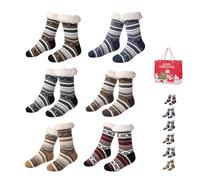 Gienslru Snowflake Ultra-Thick Slipper Home Socks, Snowflake Ultra-Thick Cashmere Slipper Home Socks (F*6, Adulto, Mujer, Talla única, Letras, Sistema tallas calzado EU, mediano)
