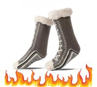 Gienslru Ultra-thick Cashmere Slipper Home Socks, Cashmere Socks for Women, Fleece Lined Socks with Grippers for Women and Men (D, Adulto, Talla única, Letras, Sistema tallas calzado EU, mediano)