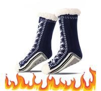 Gienslru Ultra-thick Cashmere Slipper Home Socks, Cashmere Socks for Women, Fleece Lined Socks with Grippers for Women and Men (B, Adulto, Talla única, Letras, Sistema tallas calzado EU, mediano)