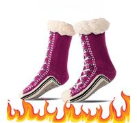 Gienslru Ultra-thick Cashmere Slipper Home Socks, Cashmere Socks for Women, Fleece Lined Socks with Grippers for Women and Men (E, Adulto, Talla única, Letras, Sistema tallas calzado EU, mediano)