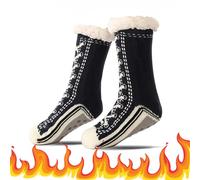 Gienslru Ultra-thick Cashmere Slipper Home Socks, Cashmere Socks for Women, Fleece Lined Socks with Grippers for Women and Men (A, Adulto, Talla única, Letras, Sistema tallas calzado EU, mediano)