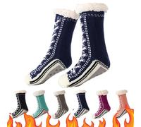 Gienslru Ultra-thick Cashmere Slipper Home Socks, Winter Socks Women Fluffy, Slipper Socks Womens 4-7 Non Slip (C, Adulto, 34, Números (rango), Sistema tallas calzado EU, 41, mediano)