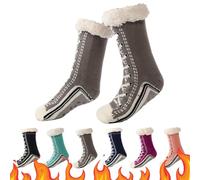 Gienslru Ultra-thick Cashmere Slipper Home Socks, Winter Socks Women Fluffy, Slipper Socks Womens 4-7 Non Slip (B, Adulto, 34, Números (rango), Sistema tallas calzado EU, 41, mediano)