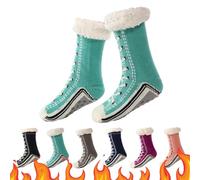 Gienslru Ultra-thick Cashmere Slipper Home Socks, Winter Socks Women Fluffy, Slipper Socks Womens 4-7 Non Slip (G, Adulto, 34, Números (rango), Sistema tallas calzado EU, 41, mediano)