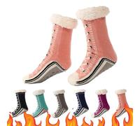 Gienslru Ultra-thick Cashmere Slipper Home Socks, Winter Socks Women Fluffy, Slipper Socks Womens 4-7 Non Slip (F, Adulto, 34, Números (rango), Sistema tallas calzado EU, 41, mediano)