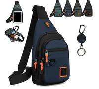 Gienslru Waterproof Multi-pocket Crossbody Sling Bag for Travel & Everyday Use (Blue)