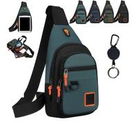 Gienslru Waterproof Multi-pocket Crossbody Sling Bag for Travel & Everyday Use (Lake Green)