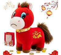 Gienslru Year of The Horse 2026 Plush, 7.87 Inch Funny Smiling/Crying Horse Plushie Figurine, Lucky Chinese Lunar New Year Mascot Zodiac Ornament, Chinese New Years 2026 for Home Decor (Sad,9.84in)