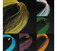 Gierzijia Línea de pesca con mosca de cristal colorido, material de atado de mosca, hilo de seda, accesorios para hacer señuelo de pesca, moscas húmedas secas (5 paquetes, color al azar)