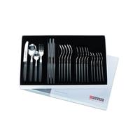 Giesser since 1776 - Made in Germany - Juego de cubiertos de 24 piezas, mango en PP, negro, acero inoxidable, 6 cubiertos: cuchillo, tenedor, cuchara, cucharilla, 9879 sp 24