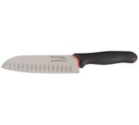 Giesser since 1776 - Made in Germany - Santoku, 18 cm, hoja dentada, PrimeLine Asia, negro, apto para lavavajillas, afilado cuchillo de cocinero japonés con mango antideslizante, inoxidable