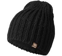 GIESSWEIN Gorro de punto a dos aguas, gorro de merino con forro polar, unisex para hombre y mujer, gorro de invierno con forro polar, negro-022, Talla única