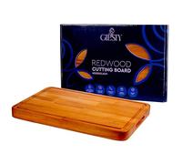 Giesty® Tabla de cortar de madera maciza acacia/redwood, tabla cocina reversible con ranura para jugos y asas, bloque de carnicero para carne, verduras, pan, queso (Redwood, 45cm x 30cm x 3,5cm)