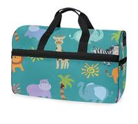 Gifaffe - Bolsa de viaje con diseño de hipopótamo de animales africanos para hombres, mujeres, niños, niñas y adolescentes, bolsa de gimnasio deportiva de gran tamaño con compartimento para zapatos,