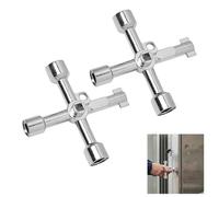 GifBasg 2 pcs Llave Multifuncional de 4 Vías en Aleación de Zinc para Uso Profesional y Bricolaje, para Contadores de Agua, Armarios Eléctricos, Válvulas de Gas y Más, Portátil con Alta Durabilidad