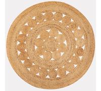 Gifiie Alfombra Redonda de Yute Natural, Alfombra de Yute - 100% Ecológica para su Salón, Comedor, Dormitorios y Cocinas Made in India. (Natural 2, Redonda - (180X180) CM)
