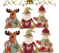 Gift Bags Zipper Design, Large Fabric Christmas Doll Gift Bags, 2026 New Chritmas Eva Santa Snowman Snowflake Deer Shaped Apple Candy Bags Bulk Storages For Chritmas Party Decor ((ABC)*2)