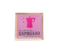 Gift Company Love Plates - Plato de cristal S, diseño More Espresso Less Depresso, rosa, 10 x 0,8 x 10 cm