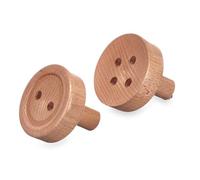 Gift Decor Colgadores Marrón Madera Botones Set 2 Piezas (6 Unidades)