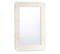 Gift Decor Espejo de Pared Blanco Marrón Madera de Mango Curva 90 x 60 x 2 cm
