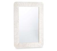 Gift Decor Espejo de Pared Blanco Marrón Madera de Mango Rayas 90 x 60 x 2 cm