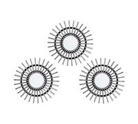 Gift Decor Espejo de Pared Espiga Plateado Negro Plástico 25 x 1,5 x 25 cm (3 pcs)