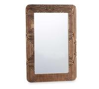 Gift Decor Espejo de Pared Marrón Madera de Mango Curva 90 x 60 x 2 cm
