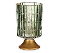 Gift Decor Farol LED Metal Dorado Verde Vidrio (10,7 x 18 x 10,7 cm)