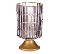 Gift Decor Farol LED Metal Gris Dorado Vidrio (10,7 x 18 x 10,7 cm)