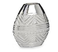 Gift Decor Jarrón Ancho Cerámica Plateado (8 x 19,5 x 17,5 cm)