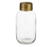 Gift Decor Jarrón Dorado Transparente Vidrio (11,5 x 24 x 11,5 cm)