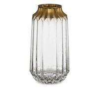 Gift Decor Jarrón Dorado Transparente Vidrio (13 x 23,5 x 13 cm)