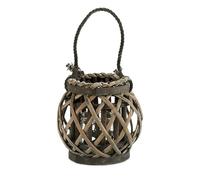 Gift Decor Portavelas 21 x 19 x 17 cm Gris Vidrio Mimbre (12 Unidades)