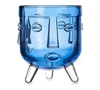 Gift Decor Portavelas Cara Cristal Azul (7,8 x 8,8 x 7,8 cm)