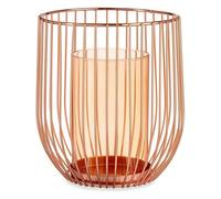 Gift Decor Portavelas Cobre Ambar Jaula Metal Vidrio (15 x 17 x 15 cm)