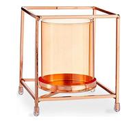 Gift Decor Portavelas Cuadrado Cobre Ambar Metal Vidrio (11,5 x 12,6 x 11,5 cm)