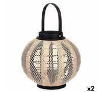 Gift Decor Portavelas Farol con asa Beige Madera Tela 30 x 30 x 30 cm (2 Unidades)