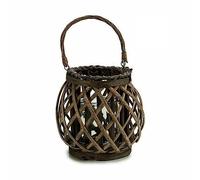 Gift Decor Portavelas Gris Marrón Mimbre Vidrio 29,5 x 24 x 22 cm (6 Unidades)