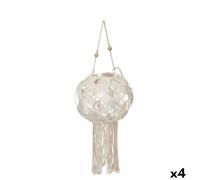 Gift Decor Portavelas Macramé Blanco Algodón 23 x 24 x 23 cm (4 Unidades)