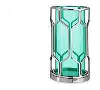 Gift Decor Portavelas Plateado Azul Metal Vidrio (11,5 x 19,5 x 11,5 cm)