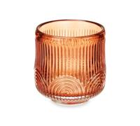 Gift Decor Portavelas Rayas Naranja Cristal 7,5 x 7,8 x 7,5 cm (12 Unidades)