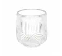 Gift Decor Portavelas Rayas Transparente Cristal 9 x 9,5 x 9 cm (12 Unidades)