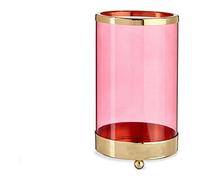 Gift Decor Portavelas Rosa Dorado Cilindro Metal Vidrio (9,7 x 16,5 x 9,7 cm)