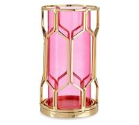 Gift Decor Portavelas Rosa Dorado Metal Vidrio (11,5 x 19,5 x 11,5 cm)