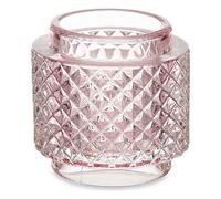 Gift Decor Portavelas Rosa Vidrio (9 x 8,8 x 9 cm)