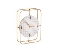 Gift Decor Reloj de Mesa A Cuadros Negro Metal Madera MDF 18,5 x 25,5 x 6 cm (6 Unidades)