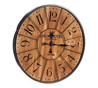 Gift Decor Reloj de Pared Negro Marrón Oscuro Metal Madera (60 x 4,5 x 60 cm)